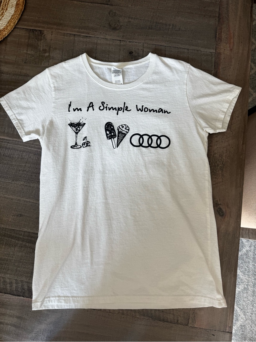 Women's Audi White Graphic Tee - I'm A Simple Woman